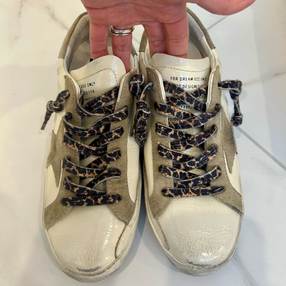 Golden Goose Creamy White and Taupe Sneakers